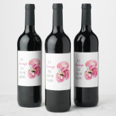 Moderne exotisch rosa Aquarellfärbung mit Zitat Weinetikett (Flaschen)