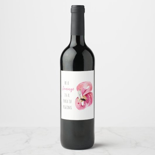 Moderne exotisch rosa Aquarellfärbung mit Zitat Weinetikett (Vorderseite)