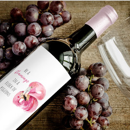 Moderne exotisch rosa Aquarellfärbung mit Zitat Weinetikett