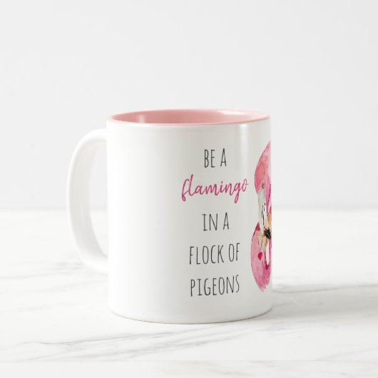 Moderne exotisch rosa Aquarellfärbung mit Zitat Zweifarbige Tasse