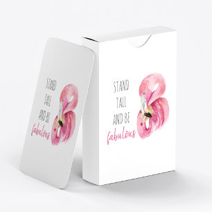 Moderne exotische Flamingos stehen hoch und seien Spielkarten