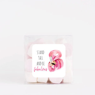 Moderne exotische Flamingos stehen hoch und sind F Quadratischer Aufkleber