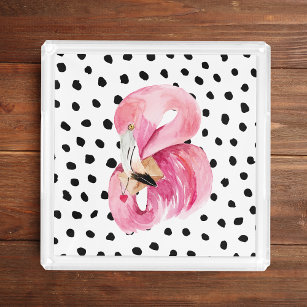 Moderne exotische rosa Aquarellfarben Flamingo & D Acryl Tablett