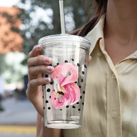 Moderne exotische rosa Aquarellfarben Flamingo & D Acryltrinkbecher