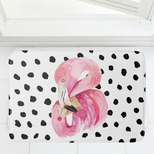 Moderne exotische rosa Aquarellfarben Flamingo & D Badematte