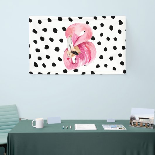 Moderne exotische rosa Aquarellfarben Flamingo & D Banner (Messeveranstaltung)