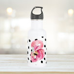 Moderne exotische rosa Aquarellfarben Flamingo & D Edelstahlflasche<br><div class="desc">Moderne exotische rosa Aquarellfarben Flamingo & Dots</div>