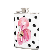 Moderne exotische rosa Aquarellfarben Flamingo & D Flachmann (Links)