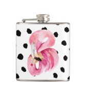 Moderne exotische rosa Aquarellfarben Flamingo & D Flachmann (Vorderseite)