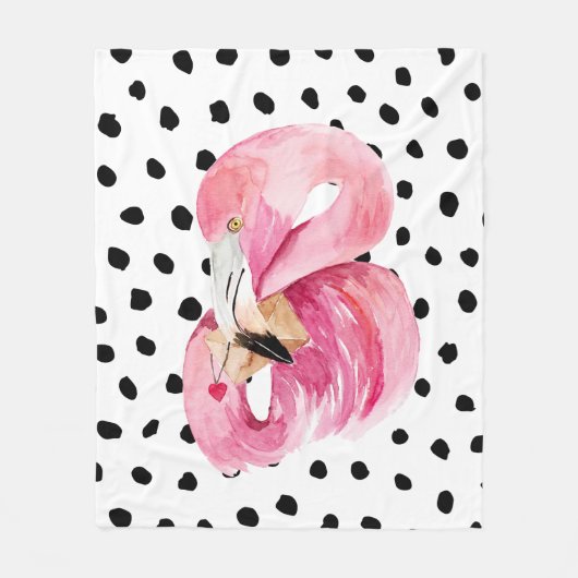 Moderne exotische rosa Aquarellfarben Flamingo & D Fleecedecke (Vorderseite)