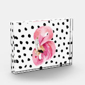 Moderne exotische rosa Aquarellfarben Flamingo & D Fotoblock (Links)