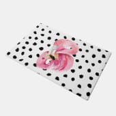 Moderne exotische rosa Aquarellfarben Flamingo & D Fußmatte (Schrägansicht)