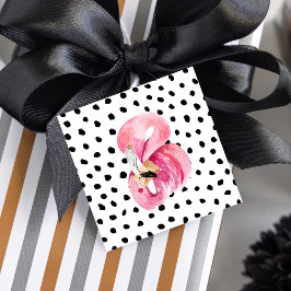 Moderne exotische rosa Aquarellfarben Flamingo & D Geschenkanhänger