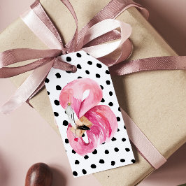 Moderne exotische rosa Aquarellfarben Flamingo & D Geschenkanhänger