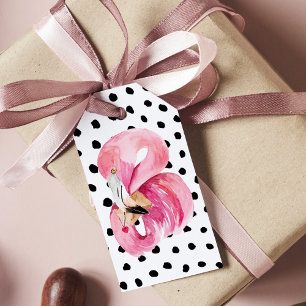 Moderne exotische rosa Aquarellfarben Flamingo & D Geschenkanhänger