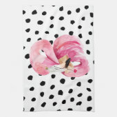 Moderne exotische rosa Aquarellfarben Flamingo & D Geschirrtuch (Vertikal)