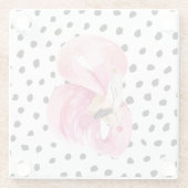 Moderne exotische rosa Aquarellfarben Flamingo & D Glasuntersetzer (Rückseite)