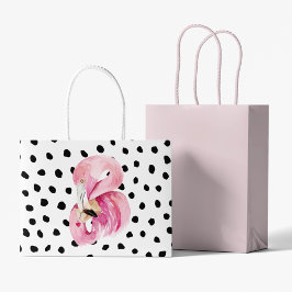 Moderne exotische rosa Aquarellfarben Flamingo & D Große Geschenktüte