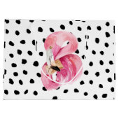 Moderne exotische rosa Aquarellfarben Flamingo & D Große Geschenktüte (Rückseite)