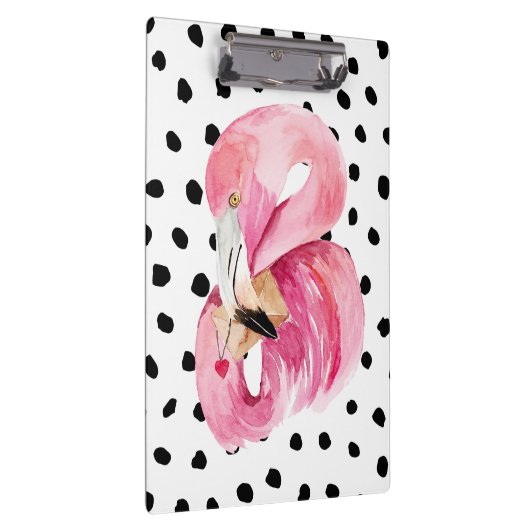 Moderne exotische rosa Aquarellfarben Flamingo & D Klemmbrett (Rechts)