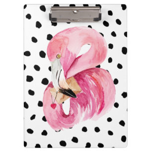 Moderne exotische rosa Aquarellfarben Flamingo & D Klemmbrett
