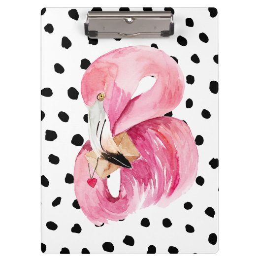 Moderne exotische rosa Aquarellfarben Flamingo & D Klemmbrett (Vorderseite)