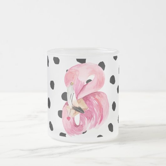 Moderne exotische rosa Aquarellfarben Flamingo & D Mattglastasse (Mittel)