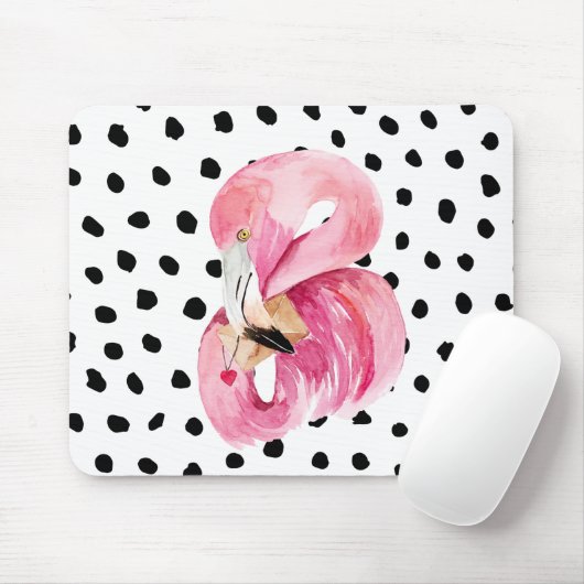 Moderne exotische rosa Aquarellfarben Flamingo & D Mousepad (Mit Mouse)