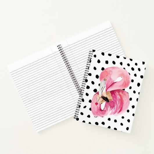 Moderne exotische rosa Aquarellfarben Flamingo & D Notizblock (Innenseite)