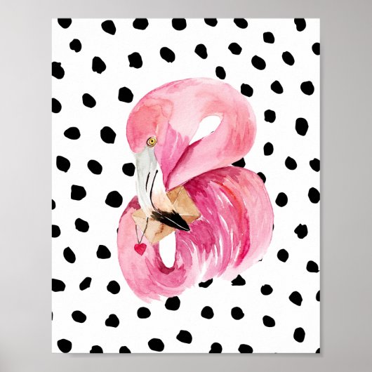 Moderne exotische rosa Aquarellfarben Flamingo & D Poster (Vorne)