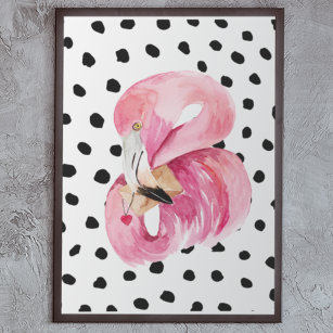 Moderne exotische rosa Aquarellfarben Flamingo & D Poster