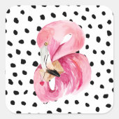 Moderne exotische rosa Aquarellfarben Flamingo & D Quadratischer Aufkleber (Vorderseite)