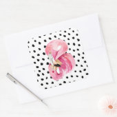 Moderne exotische rosa Aquarellfarben Flamingo & D Quadratischer Aufkleber (Umschlag)