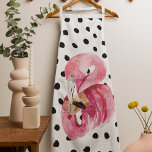 Moderne exotische rosa Aquarellfarben Flamingo & D Schürze<br><div class="desc">Moderne exotische rosa Aquarellfarben Flamingo & Dots</div>