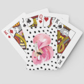 Moderne exotische rosa Aquarellfarben Flamingo & D Spielkarten (Rückseite)