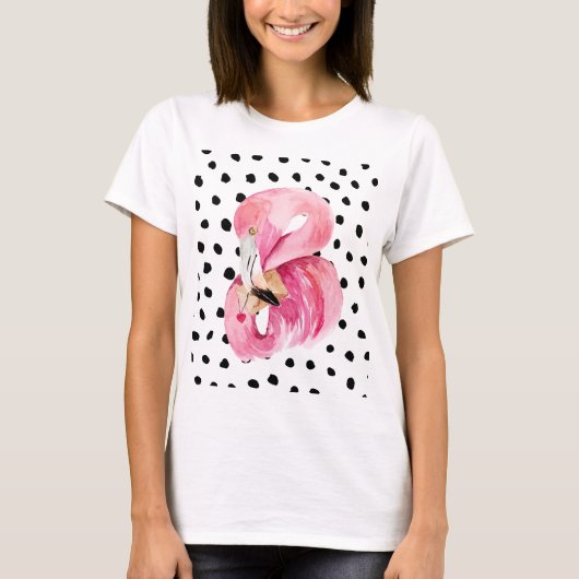 Moderne exotische rosa Aquarellfarben Flamingo & D T-Shirt (Vorderseite)