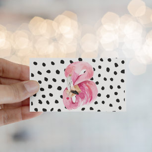 Moderne exotische rosa Aquarellfarben Flamingo & D Visitenkarte
