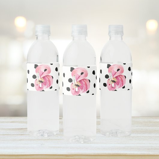 Moderne exotische rosa Aquarellfarben Flamingo & D Wasserflaschenetikett