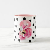 Moderne exotische rosa Aquarellfarben Flamingo & D Zweifarbige Tasse (Mittel)