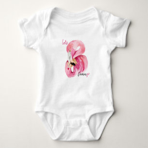 Moderne exotische Rosa Flamingo Wasserfarbe Baby Strampler