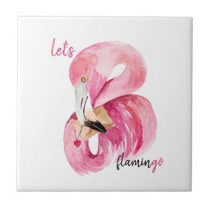 Moderne exotische Rosa Flamingo Wasserfarbe Fliese