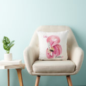 Moderne exotische Rosa Flamingo Wasserfarbe Kissen (Stuhl )