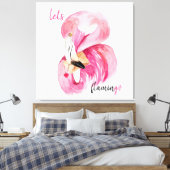 Moderne exotische Rosa Flamingo Wasserfarbe Leinwanddruck (Insitu (Schlafzimmer))
