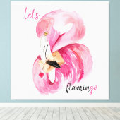 Moderne exotische Rosa Flamingo Wasserfarbe Leinwanddruck (Insitu (Holzboden))