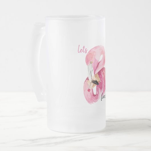 Moderne exotische Rosa Flamingo Wasserfarbe Mattglas Bierglas (Vorderseite Links)