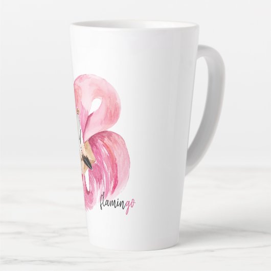 Moderne exotische Rosa Flamingo Wasserfarbe Milchtasse (Rechte Ecke)