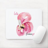 Moderne exotische Rosa Flamingo Wasserfarbe Mousepad (Mit Mouse)