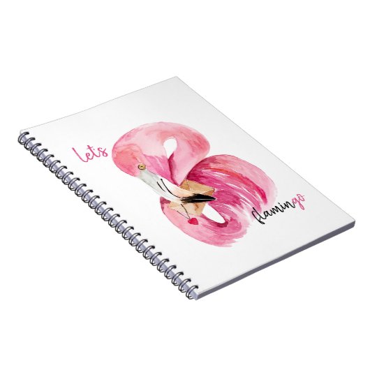 Moderne exotische Rosa Flamingo Wasserfarbe Notizblock (Rechte Seite)