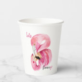 Moderne exotische Rosa Flamingo Wasserfarbe Pappbecher (Vorderseite)