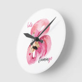 Moderne exotische Rosa Flamingo Wasserfarbe Runde Wanduhr (Winkel)